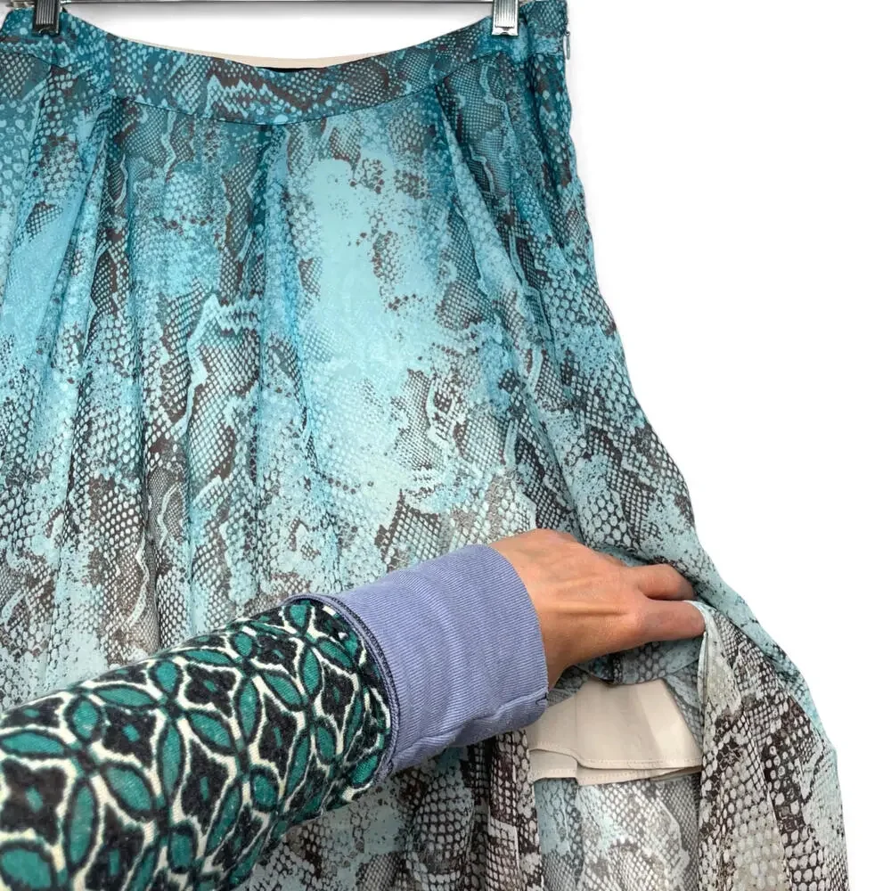 WHBM Mohave Python Maxi Skirt Size 6 Ombre Mykonos Blue NWT 22